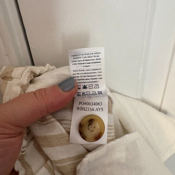 Faherty Monterey Linen Wide Leg Pants Tan Stripe Elastic Waist - M - Picture 5 of 9